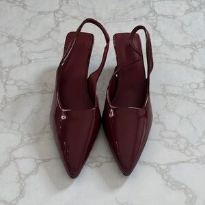 Kittenish Burgundy Slingback Heels